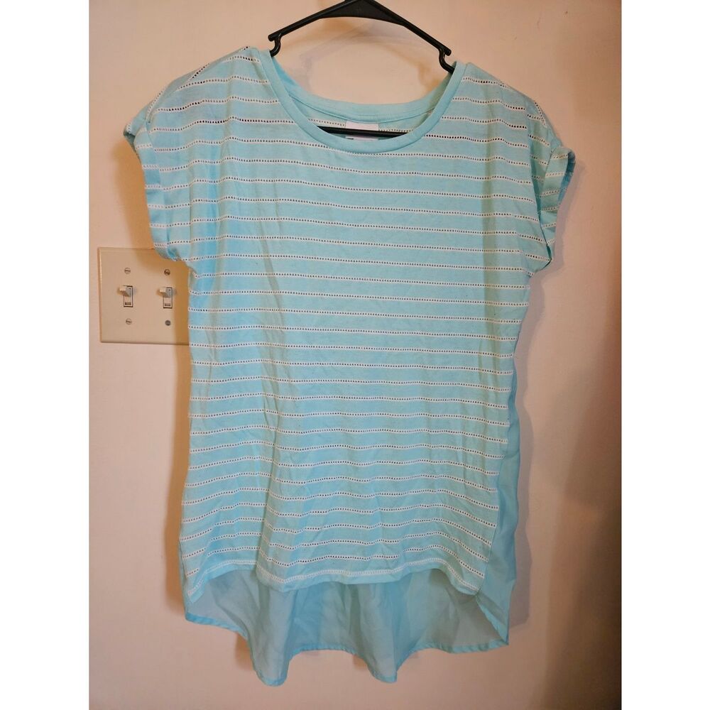 STYLUS Light Aqua & White Striped T-shirt